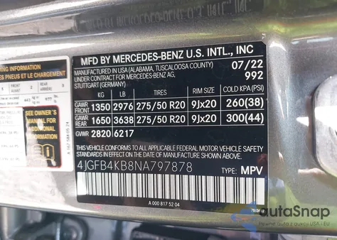 2022 Mercedes-Benz Gle 350 4Matic из США, поврежденный, VIN 4JGFB4KB8NA797878